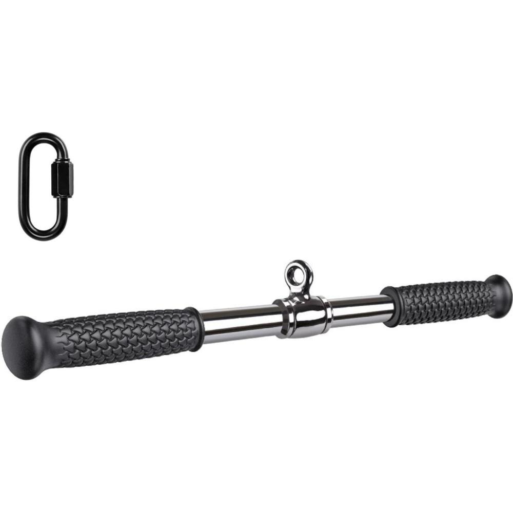 imageSELEWARE Rotating Straight Bar Cable Machines Attachments for Gym Pull Down Bar Press Down Bar with NonSlip Rubber Handle Universal Attachment for Cable Machines22 Silver Rotating Straight Bar W Flat Rubber Handle