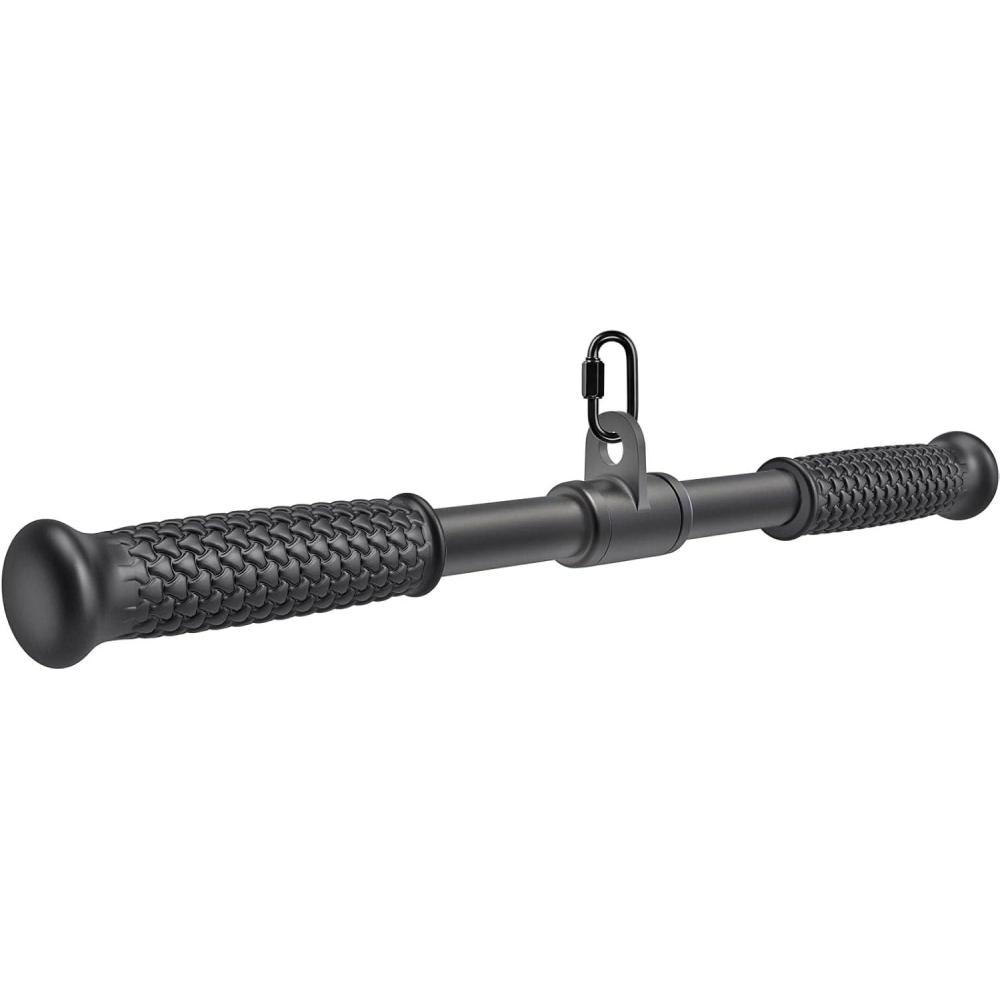 imageSELEWARE Rotating Straight Bar Cable Machines Attachments for Gym Pull Down Bar Press Down Bar with NonSlip Rubber Handle Universal Attachment for Cable Machines18 Black Rotating Straight Bar W Flat Rubber Handle