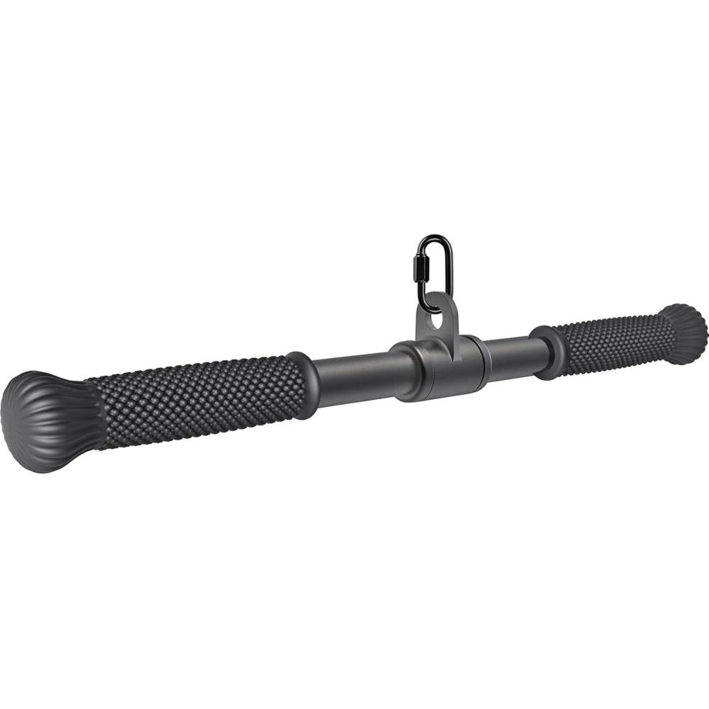 imageSELEWARE Rotating Straight Bar Cable Machines Attachments for Gym Pull Down Bar Press Down Bar with NonSlip Rubber Handle Universal Attachment for Cable Machines18 Black Rotating Straight Bar W Convex Rubber Handle