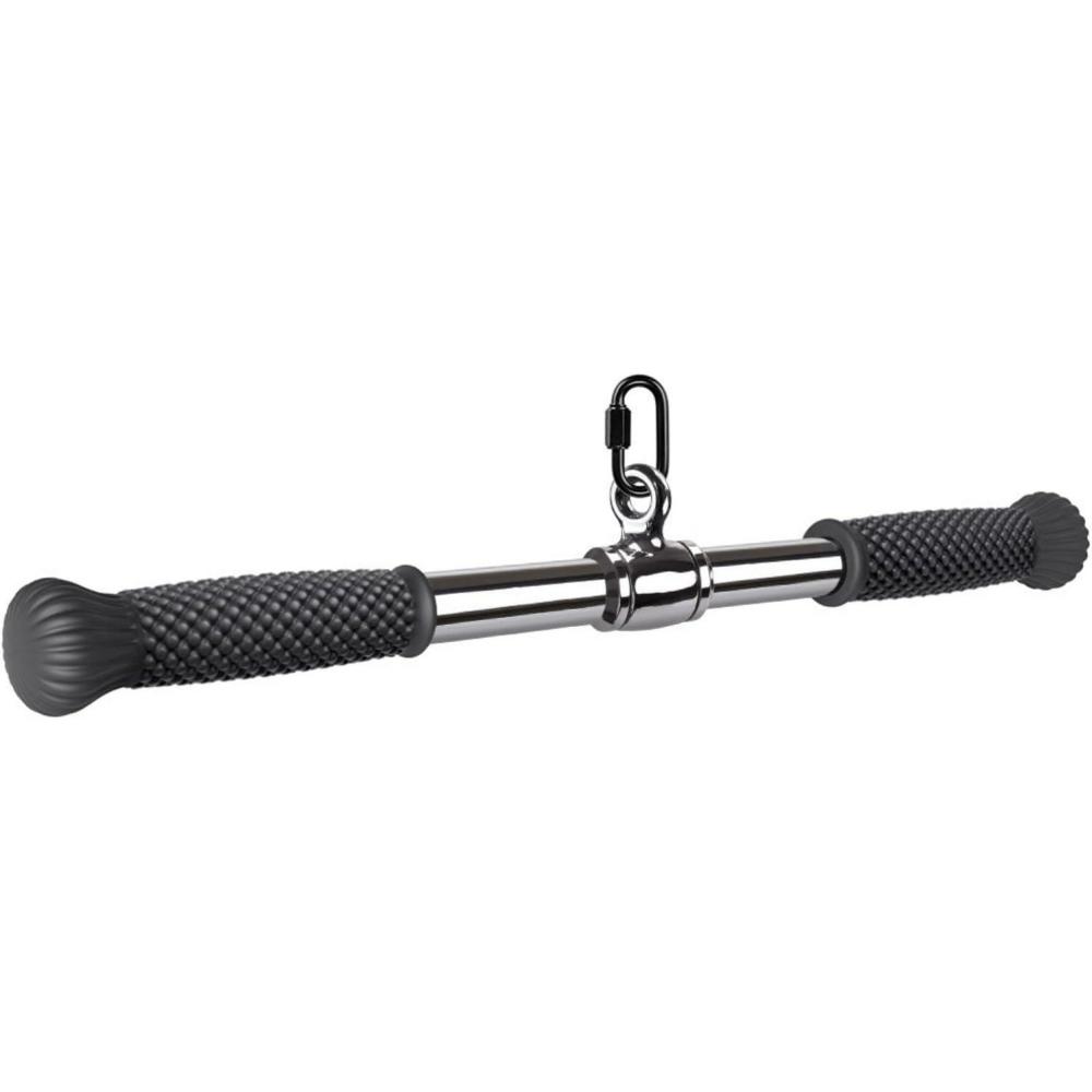 imageSELEWARE Rotating Straight Bar Cable Machines Attachments for Gym Pull Down Bar Press Down Bar with NonSlip Rubber Handle Universal Attachment for Cable Machines22 Silver Rotating Straight Bar W Convex Rubber Handle