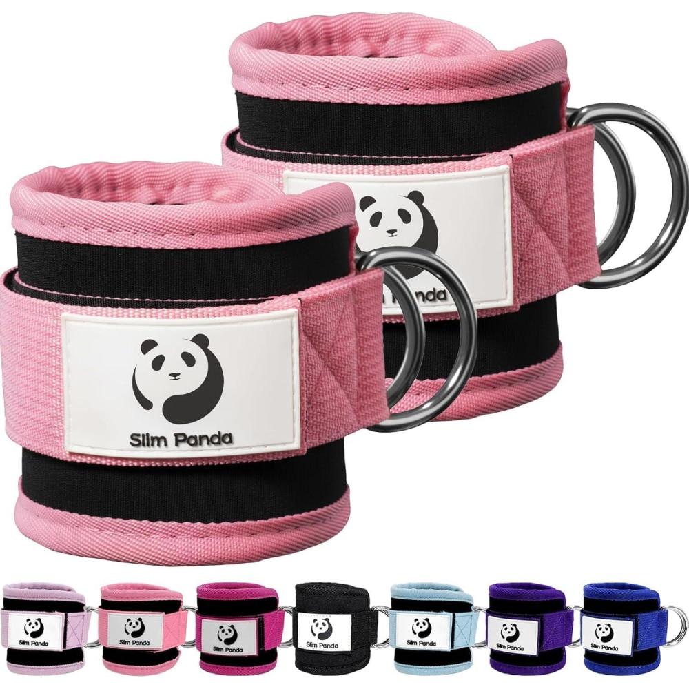 imageSlim Panda Ankle Strap for Cable MachineAnkle Cuff for Kickbacks Booty Hip AbductorsGlute Workouts Leg Extensions Curls for Men and Women Adjustable with Double DRingsPink