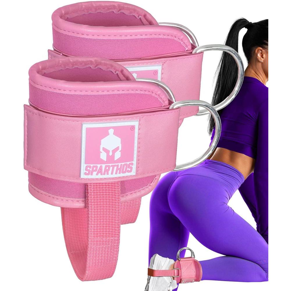 imageSparthos Kickback Ankle Straps for Cable MachinesFlamingo Pink Pack of 2