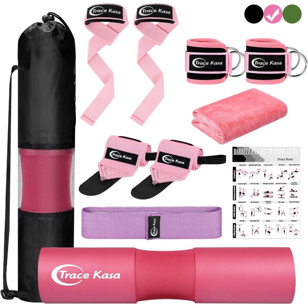 imageTRACE KASA Barbell Pad Set Hip Thrusts Pad for Squats Weight Lifting Gym Equipment AccessoriesPink