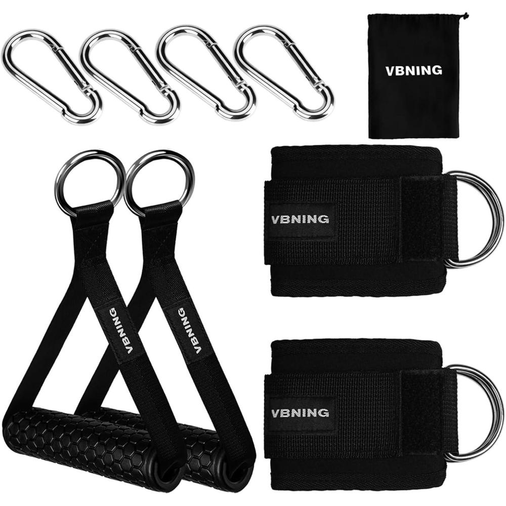 imageVBNING Ankle Straps for Cable Machines and Exercise Handles  Replacement Fitness Equipment for Strength Trainer Gym Attachments for Leg Extensions Heavy Duty Working Out Handles AccessoriesBlack
