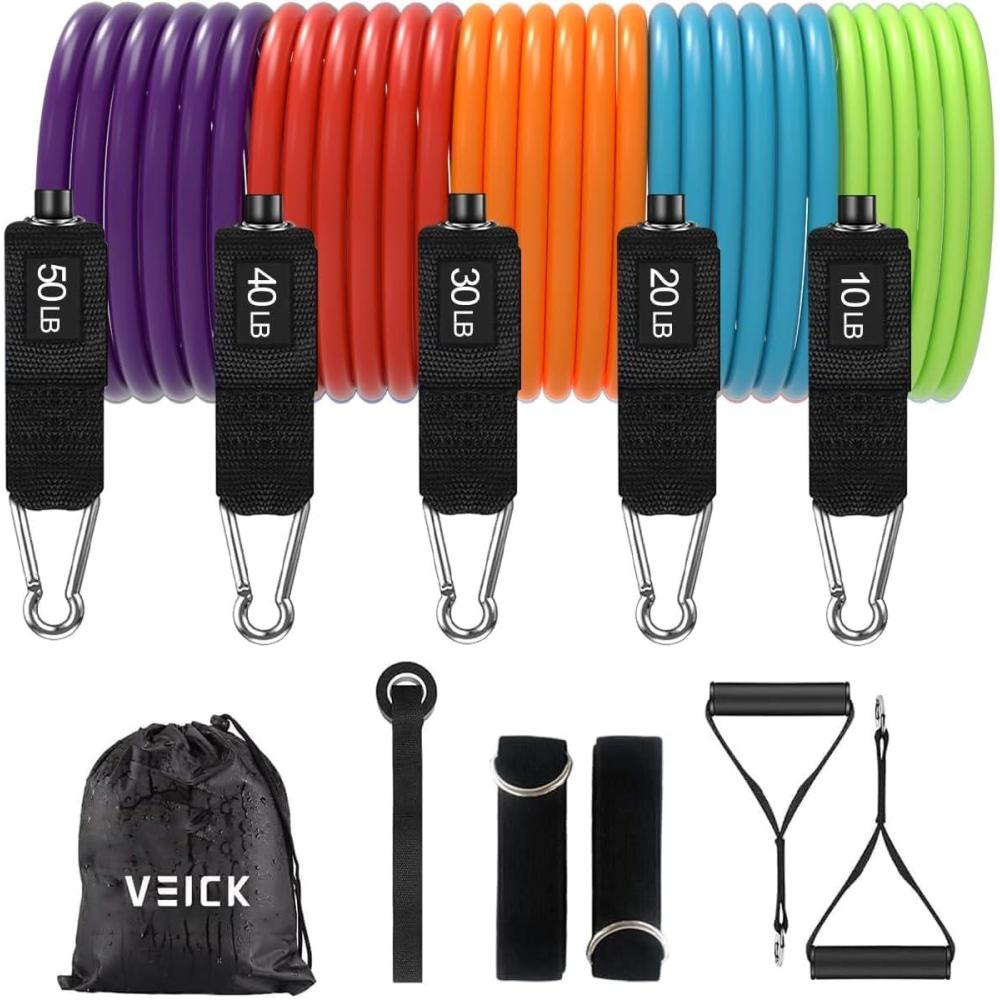imageVEICK Resistance Bands Exercise Bands Workout Bands Resistance Bands for Working Out with Handles for Men and Women Exercising Bands for Fitness Weights Work Out at HomeRainbow