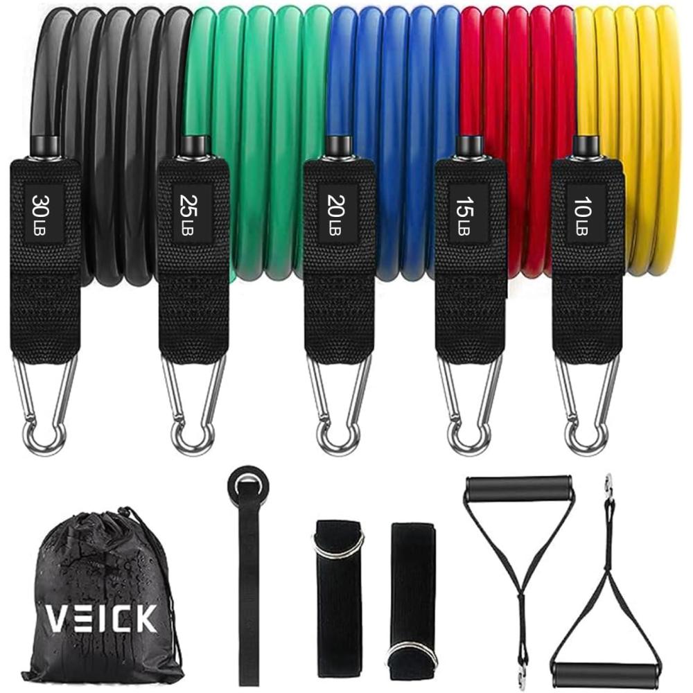 imageVEICK Resistance Bands Exercise Bands Workout Bands Resistance Bands for Working Out with Handles for Men and Women Exercising Bands for Fitness Weights Work Out at HomeColorful