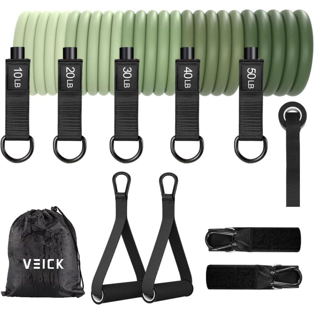 imageVEICK Resistance Bands Exercise Bands Workout Bands Resistance Bands for Working Out with Handles for Men and Women Exercising Bands for Fitness Weights Work Out at HomeGreen