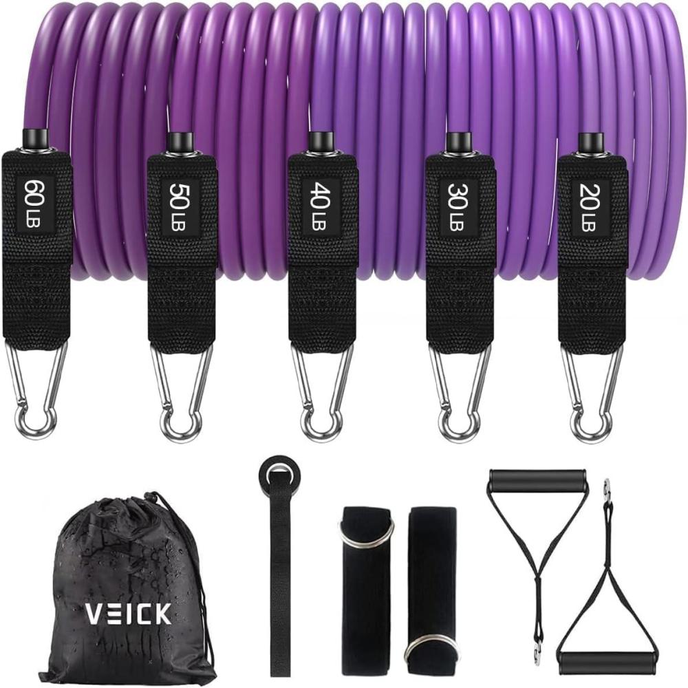 imageVEICK Resistance Bands Exercise Bands Workout Bands Resistance Bands for Working Out with Handles for Men and Women Exercising Bands for Fitness Weights Work Out at HomePurple