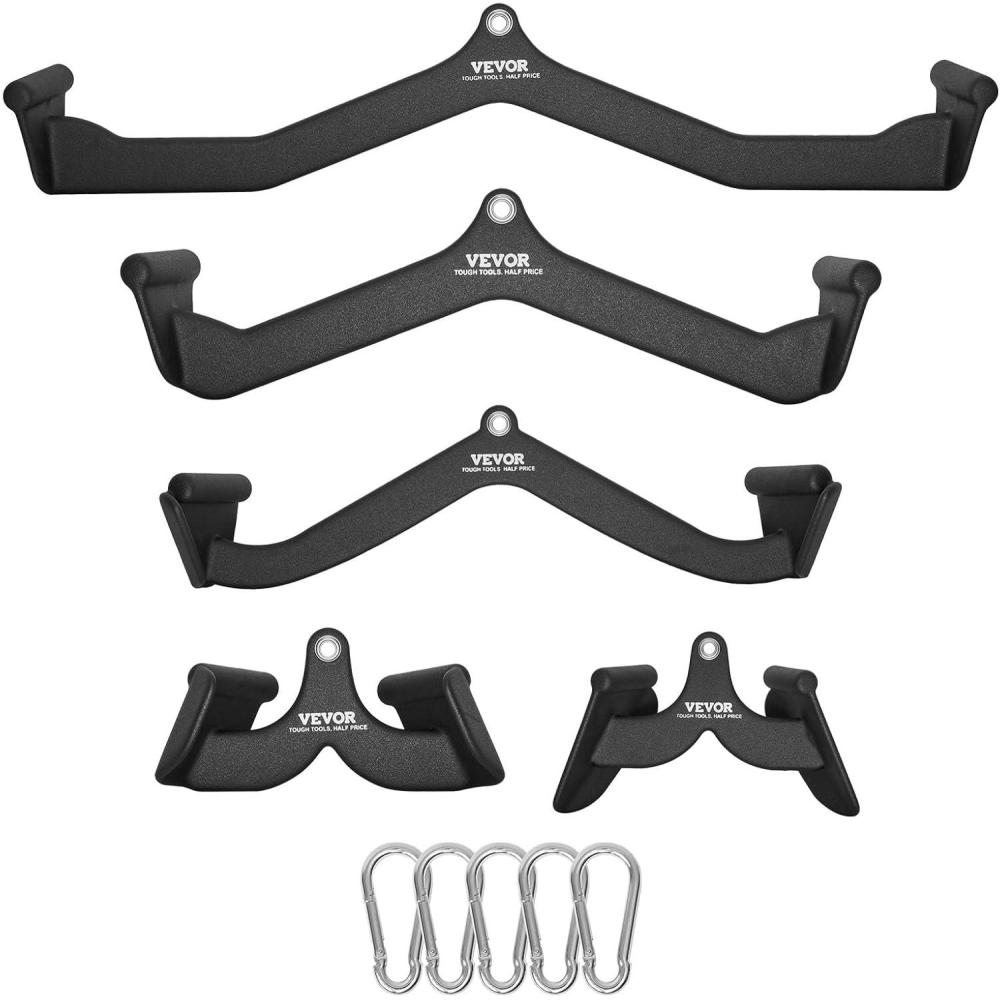 imageVEVOR LAT Pulldown Attachments Cable Machine Rowing Tbar Vbar Tricep Pull Down Bar Back Strength Training Rubber Coated Handle Grip Bicep Curl Tricep LAT Pulldown Bar for Home Gym Fitness5PCS B