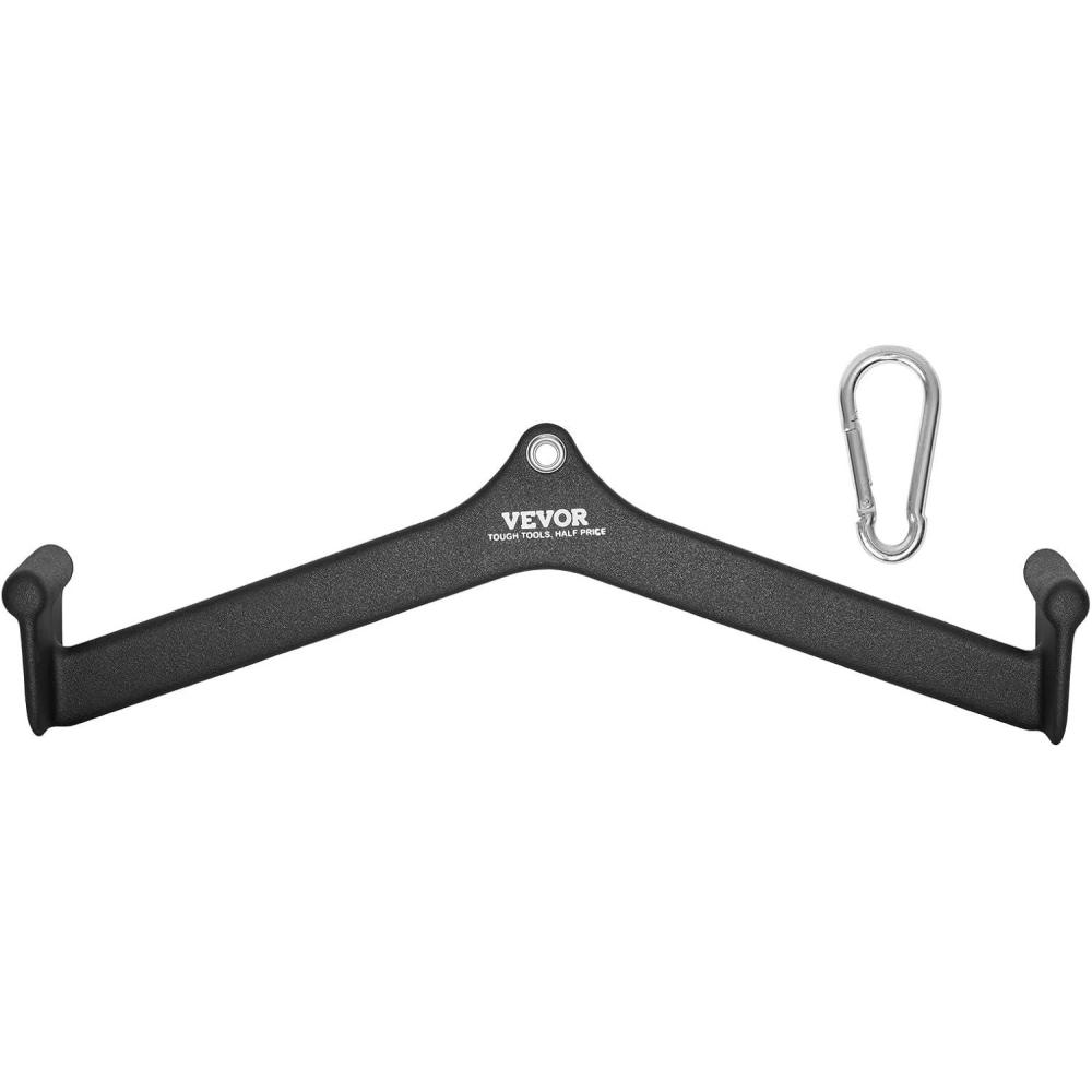 imageVEVOR LAT Pulldown Attachments Cable Machine Rowing Tbar Vbar Tricep Pull Down Bar Back Strength Training Rubber Coated Handle Grip Bicep Curl Tricep LAT Pulldown Bar for Home Gym Fitness23x55x67