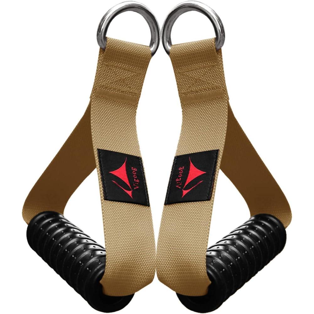 imageVigoog Heavy Duty Gym Workout Handles Attachment for Cable MachineResistance BandPulley System Home Exercise Equipment Compatible with BowflexTotal and Smith Comfortable and Stronger GripKnight Khaki