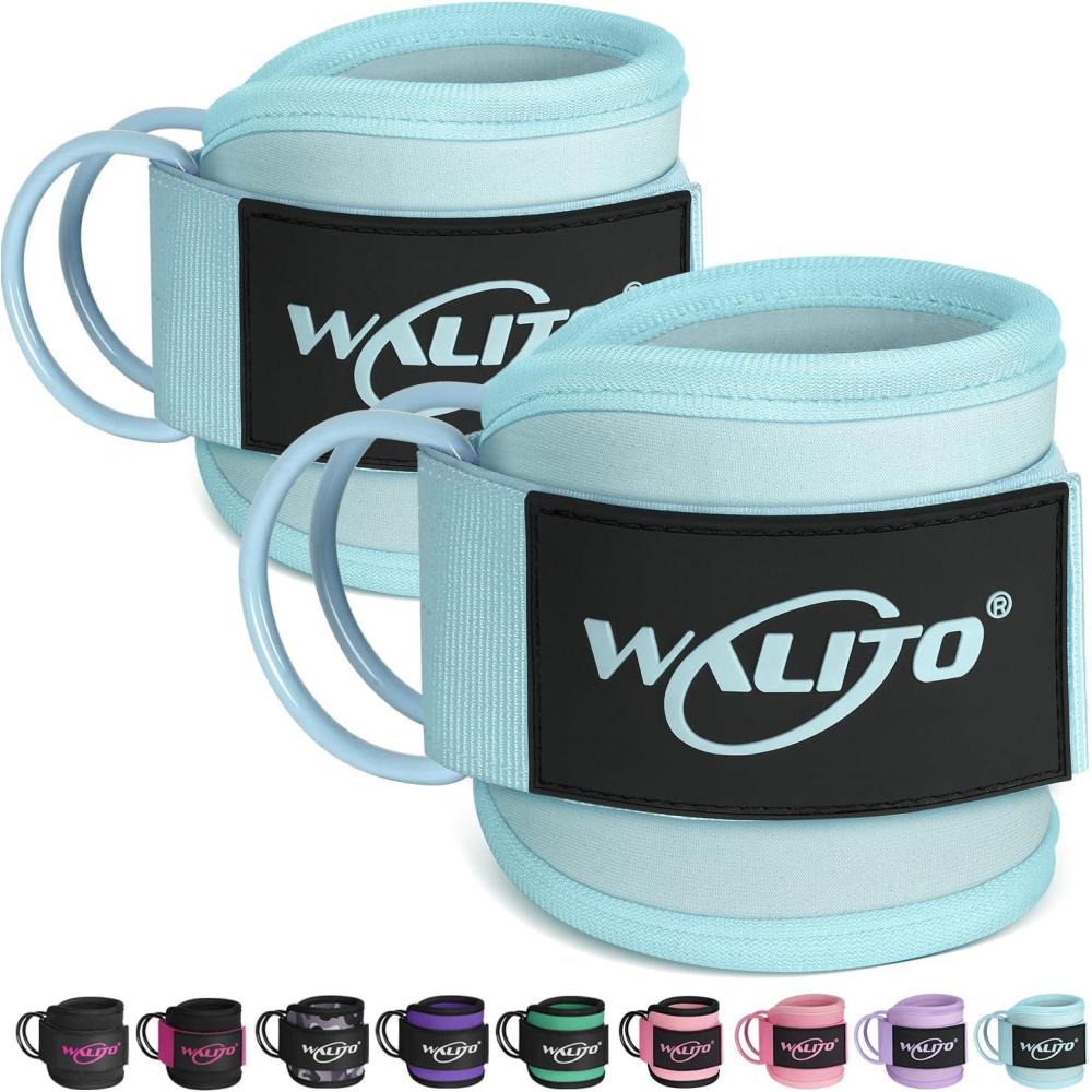 imageWALITO Gym Ankle Straps for Cable Machines Women amp Men  Glute Kickback Ankle Cuff Adjustable Cable Machine Accessories for Leg Extensions Hip Abductors amp Lower Body WorkoutsPairMacaron Blue