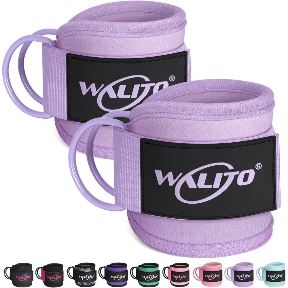 imageWALITO Gym Ankle Straps for Cable Machines Women amp Men  Glute Kickback Ankle Cuff Adjustable Cable Machine Accessories for Leg Extensions Hip Abductors amp Lower Body WorkoutsPairMacaron Purple