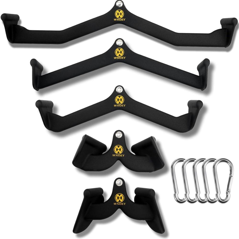 imageWNOEY LAT Pulldown AttachmentBack Tricep Bar Strength TrainingHandle Grips LAT Pull Down Bar Press Down ExercisesCable Machine Accessories Cable Back Attachments for Home GymStyle 5 Pcs