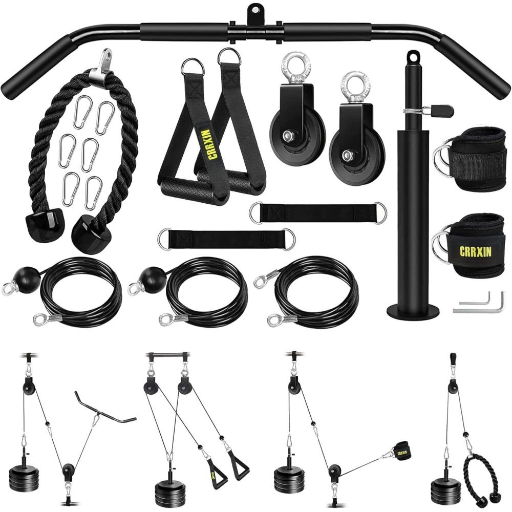imageWeight Cable Pulley System Gym Upgraded Fitness LAT and Lift Pulley System Attachments for LAT Pull Down Biceps Curl Workout Tricep Home Gym Gravity Pulley System Set