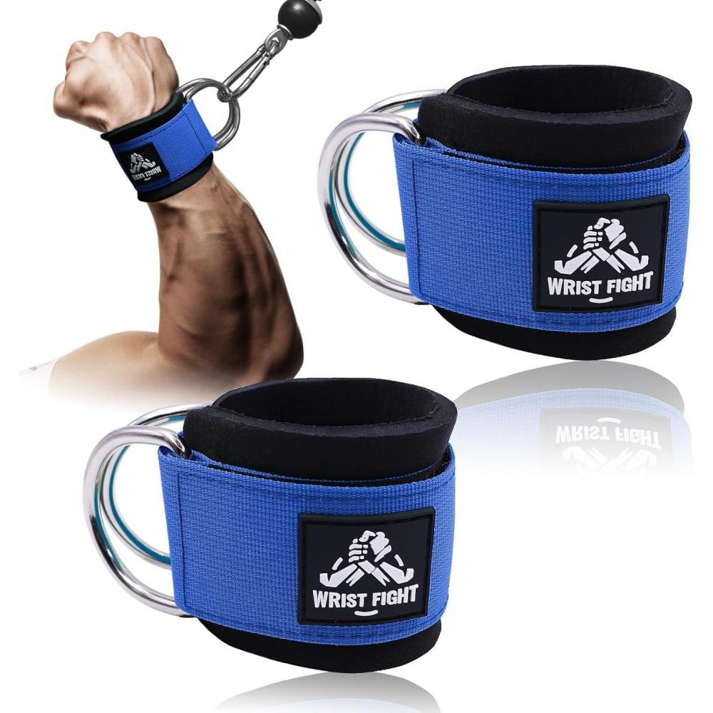 imageWrist Cuffs with Dual DRings  Secure amp Comfortable Support for Cable Machine Workouts Lateral Raises Arm Strength Training and Triceps ExercisesBlue