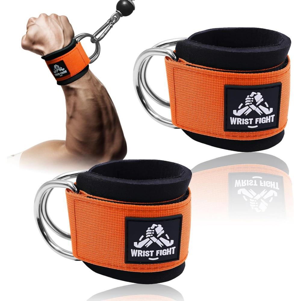 imageWrist Cuffs with Dual DRings  Secure amp Comfortable Support for Cable Machine Workouts Lateral Raises Arm Strength Training and Triceps ExercisesOrange