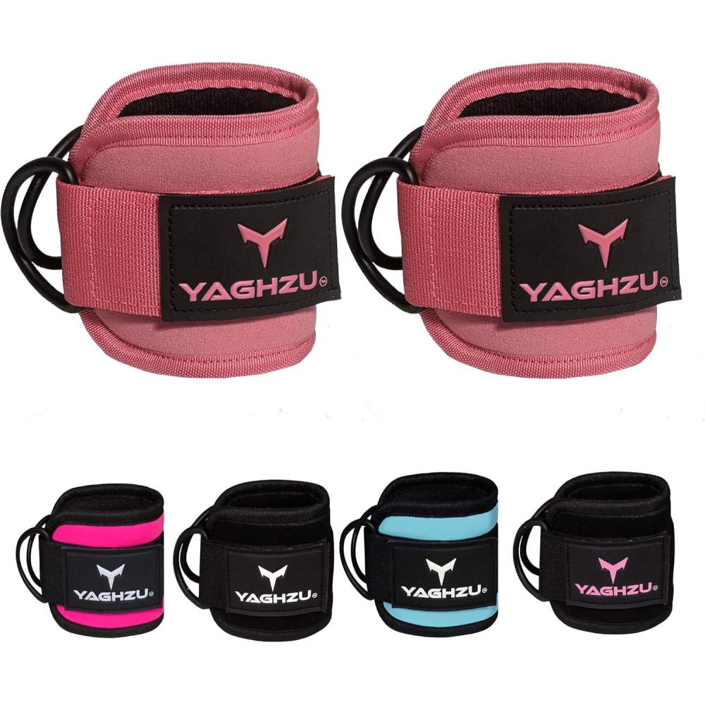 imageYAGHZU Ankle Straps for Cable Machines Women Glute Kickback Cable Machine Attachments Gym Ankle Cuffs Wrist Cuffs for Workout Leg Training Accessory Fitness Gear for Home or GymSolid Pink