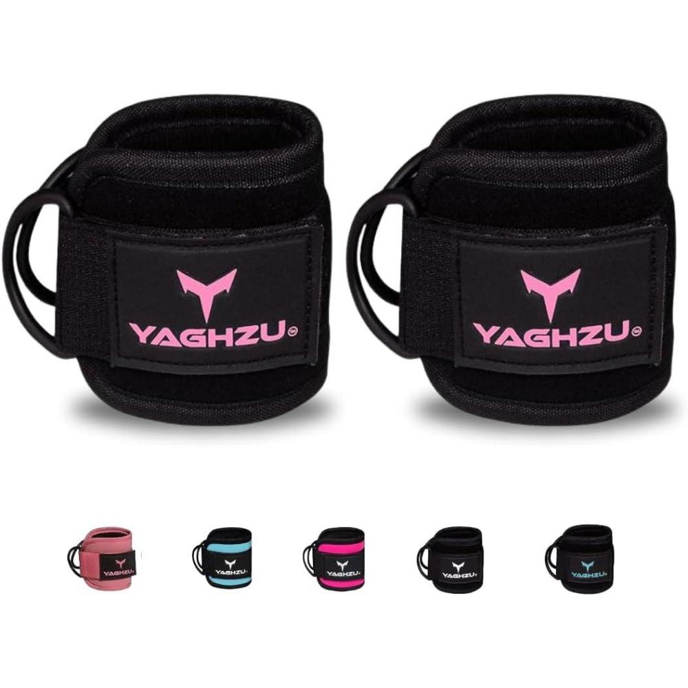 imageYAGHZU Ankle Straps for Cable Machines Women Glute Kickback Cable Machine Attachments Gym Ankle Cuffs Wrist Cuffs for Workout Leg Training Accessory Fitness Gear for Home or GymBlack and Pink