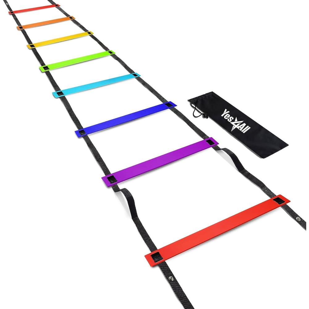 imageYes4All Agility Ladder Adjustable Speed amp Agility Training Equipment for All Ages Durable Portable Multiple Combo Sets AvailableK 8 Rungs Blue
