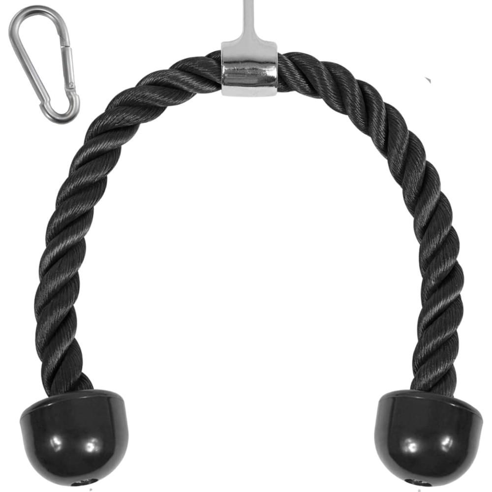 imageYes4All Deluxe Tricep Rope Cable Attachment 27 amp 36 inch with 4 Colors Exercise Machine Attachments Pulley System Gym Pull Down Rope with CarabinerA 27 Black