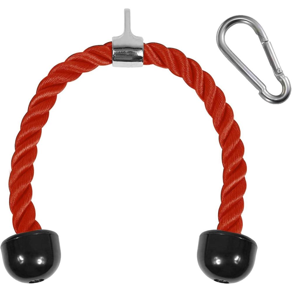 imageYes4All Deluxe Tricep Rope Cable Attachment 27 amp 36 inch with 4 Colors Exercise Machine Attachments Pulley System Gym Pull Down Rope with CarabinerE 36 Red