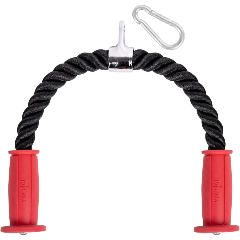 imageYes4All Deluxe Tricep Rope Cable Attachment 27 amp 36 inch with 4 Colors Exercise Machine Attachments Pulley System Gym Pull Down Rope with CarabinerI Tricep Rope Ergonomic