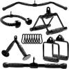 K.(Black) Cable Attachments Accessories Set with Curl Lat Pulldown Bar 30