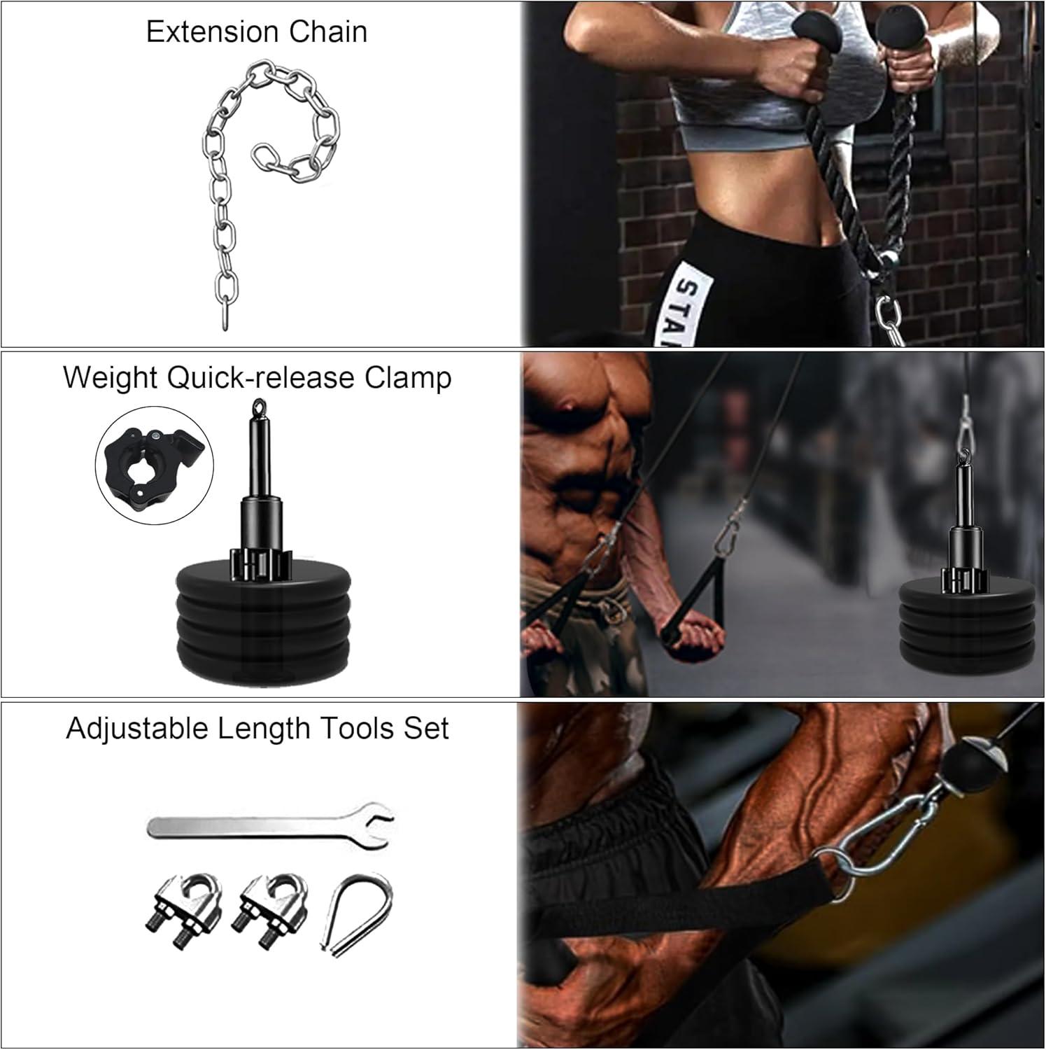 imageASIEIT Weight Pulley System for Home Gym Upgraded Cable Pulley Attachments for Garage Gym Durable Cable Machine for LAT Pull Down Biceps Curl Tricep Shoulder WorkoutPulley System 13 pcs