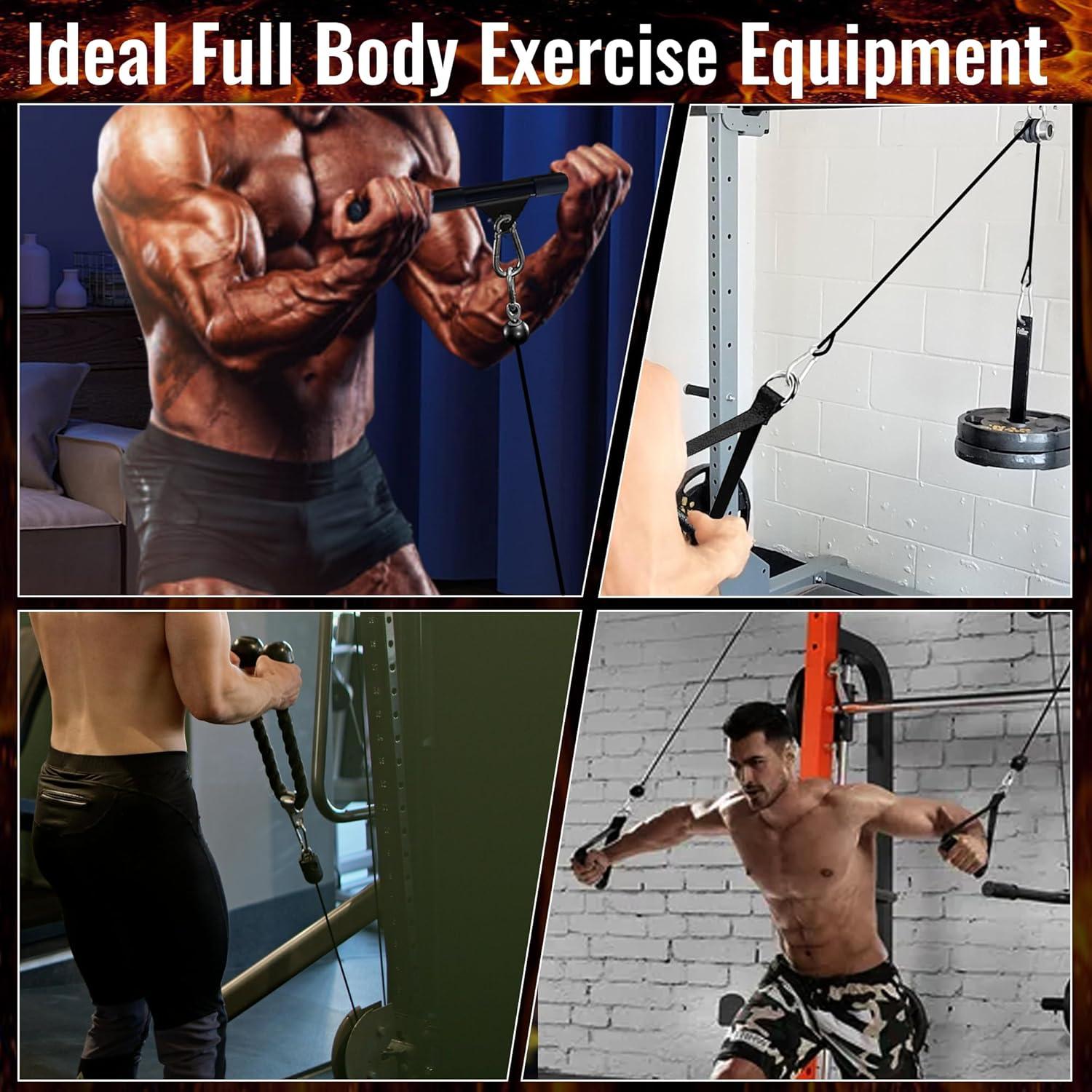 imageASIEIT Weight Pulley System for Home Gym Upgraded Cable Pulley Attachments for Garage Gym Durable Cable Machine for LAT Pull Down Biceps Curl Tricep Shoulder WorkoutPulley System 13 pcs
