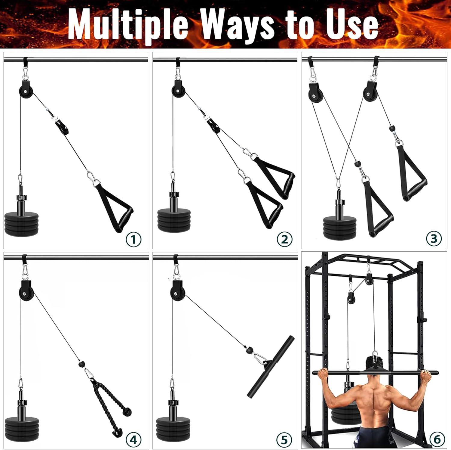 imageASIEIT Weight Pulley System for Home Gym Upgraded Cable Pulley Attachments for Garage Gym Durable Cable Machine for LAT Pull Down Biceps Curl Tricep Shoulder WorkoutPulley System 13 pcs
