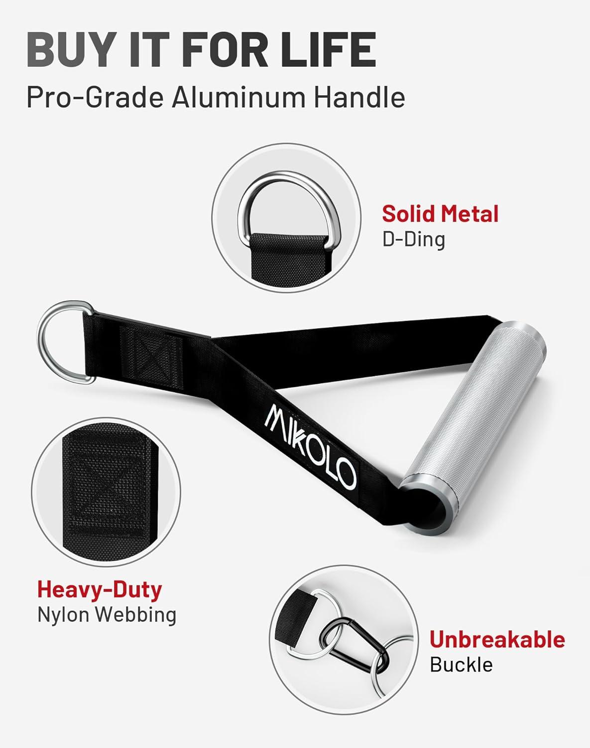 imageMikolo Aluminum Alloy Cable Machine Handles Exercise Handles D Handle Cable Attachments for Gym Durable Cable Machine Attachment for Cable Crossover TrainingAluminum Alloy Handles Without Bearing