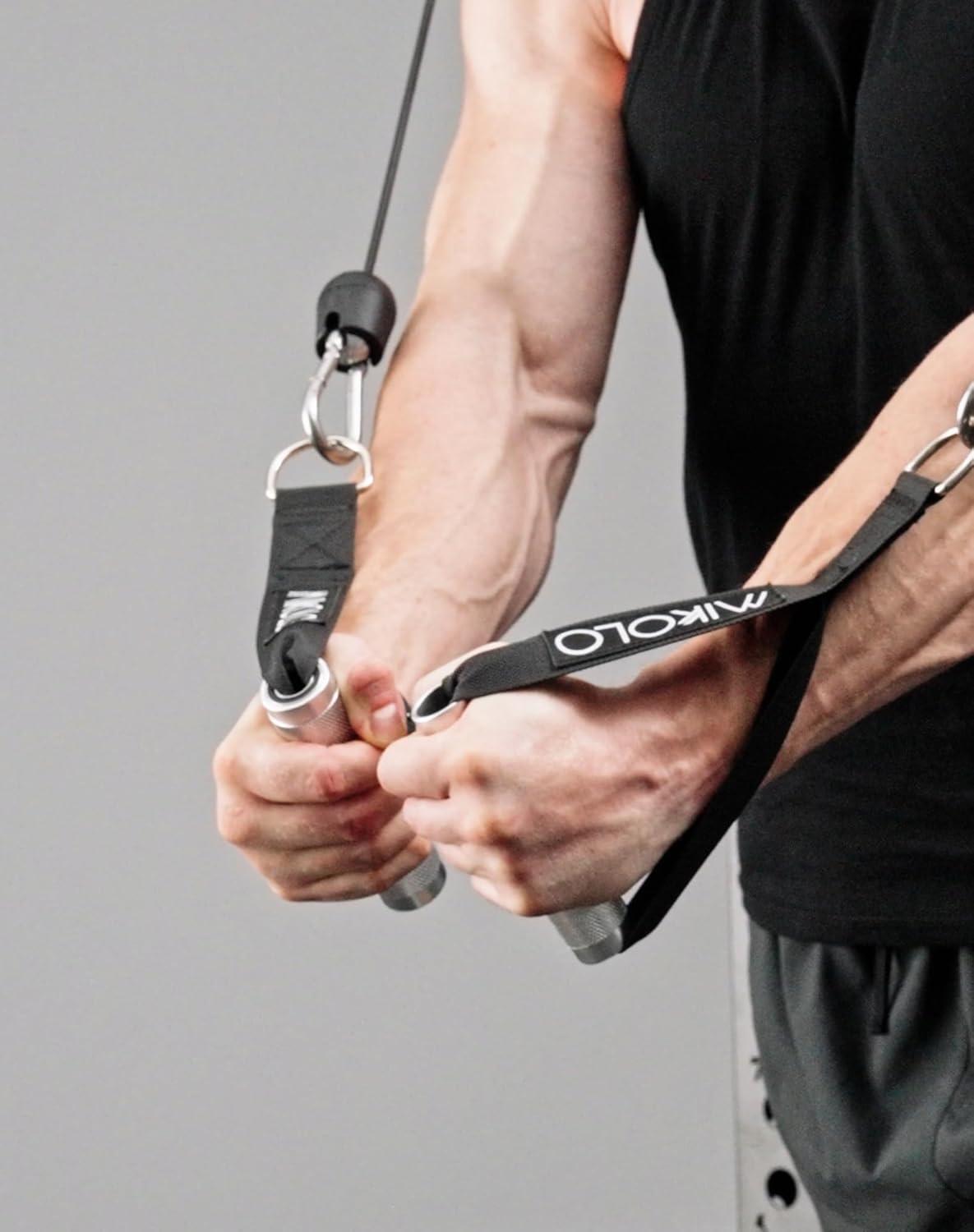 imageMikolo Aluminum Alloy Cable Machine Handles Exercise Handles D Handle Cable Attachments for Gym Durable Cable Machine Attachment for Cable Crossover TrainingAluminum Alloy Handles with Bearing