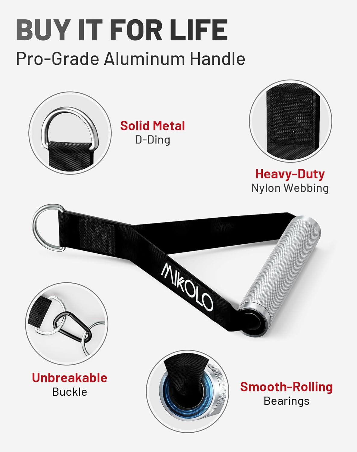 imageMikolo Aluminum Alloy Cable Machine Handles Exercise Handles D Handle Cable Attachments for Gym Durable Cable Machine Attachment for Cable Crossover TrainingAluminum Alloy Handles with Bearing