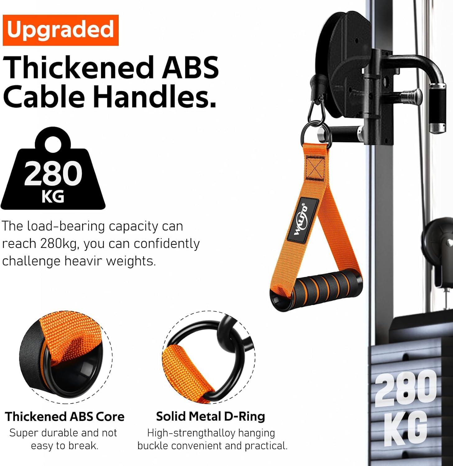 imageWALITO Exercise Handles Replacement Cable Machine Attachments for Home Gym Equipment Pulley System Pilates Resistance Bands Strength Trainer Heavy Duty Working Out HandlesOrange