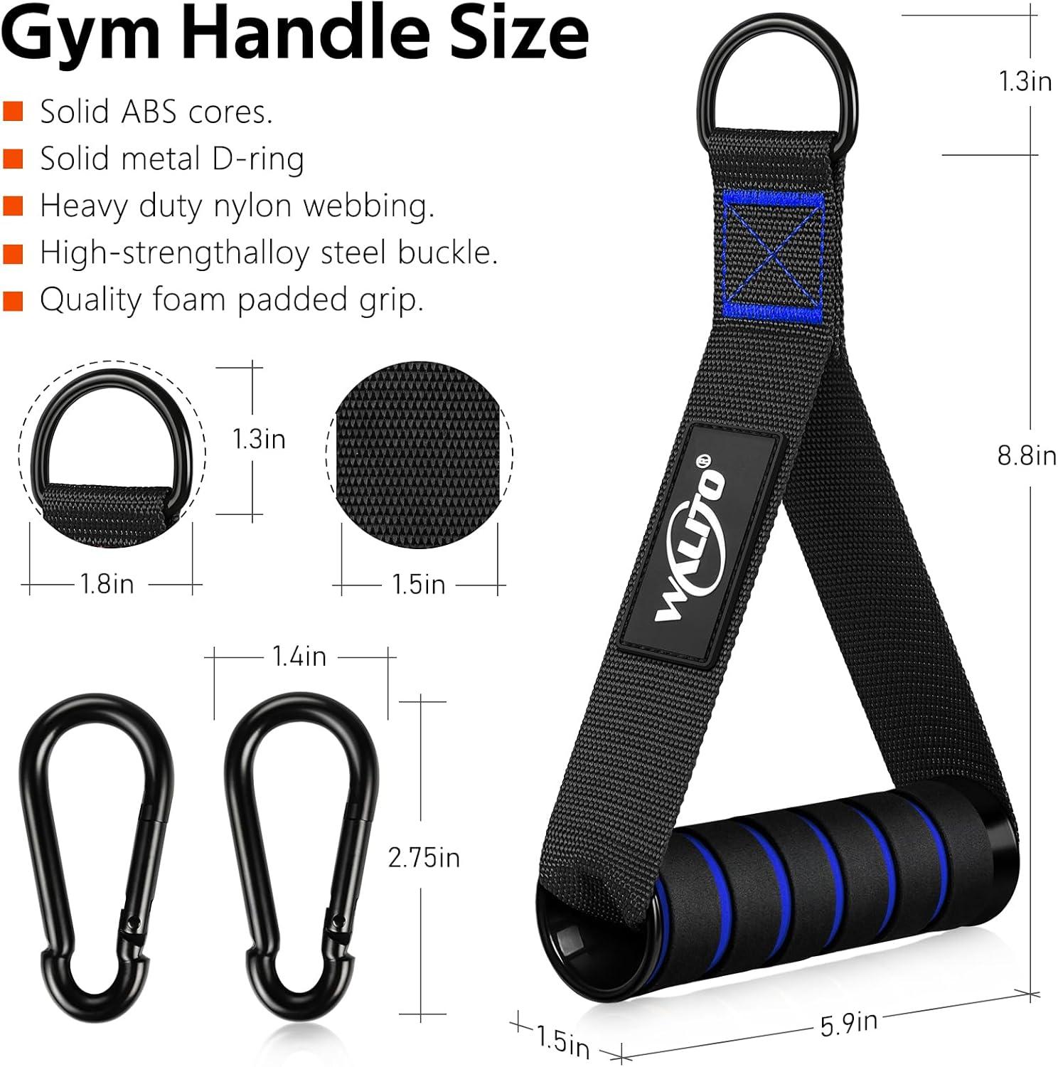 imageWALITO Exercise Handles Replacement Cable Machine Attachments for Home Gym Equipment Pulley System Pilates Resistance Bands Strength Trainer Heavy Duty Working Out HandlesBlackBlue
