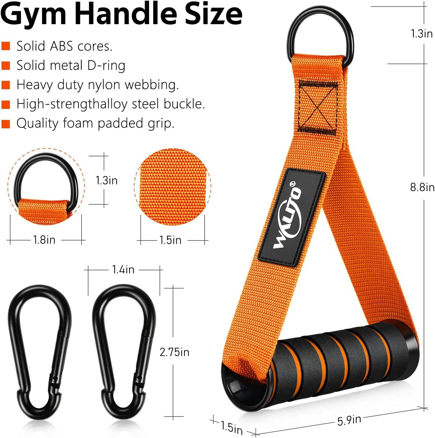 imageWALITO Exercise Handles Replacement Cable Machine Attachments for Home Gym Equipment Pulley System Pilates Resistance Bands Strength Trainer Heavy Duty Working Out HandlesOrange