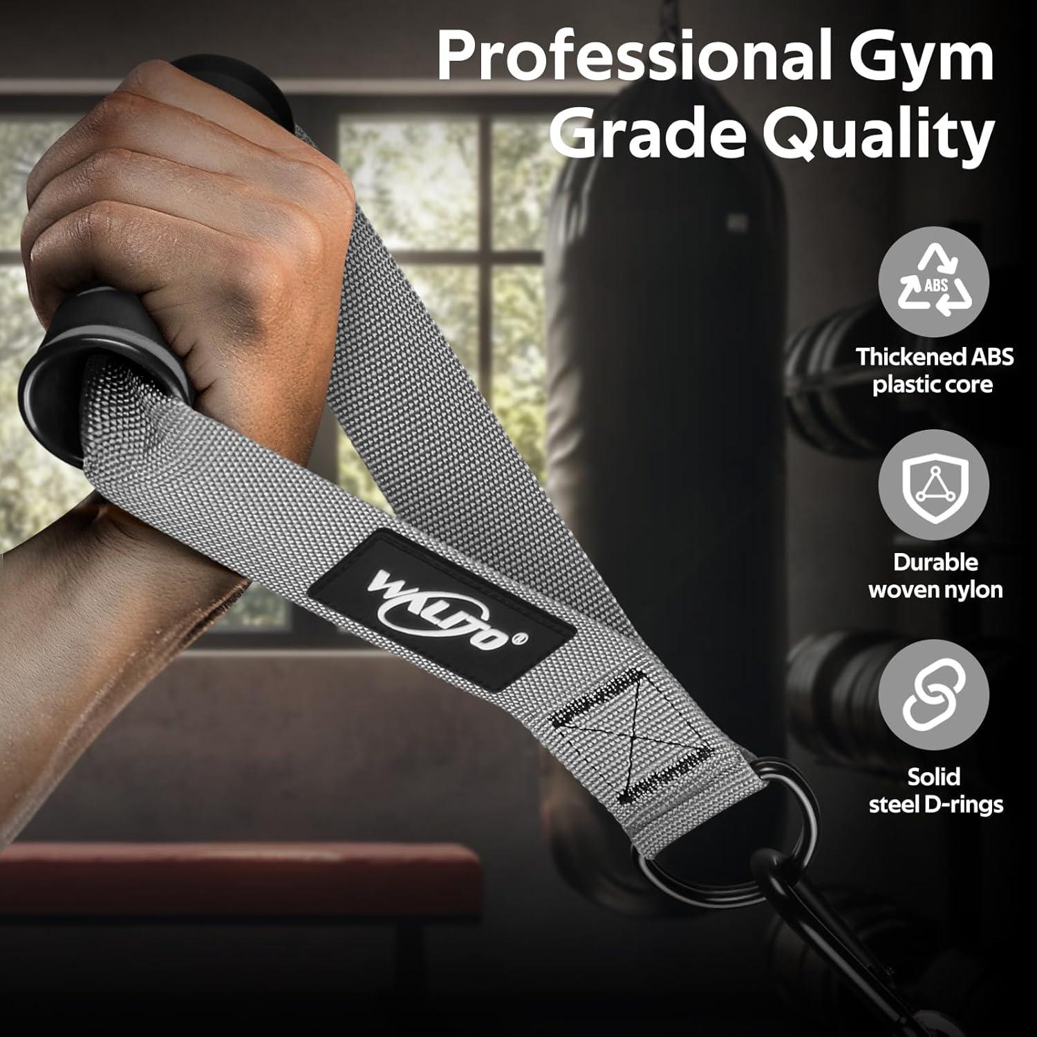 imageWALITO Exercise Handles Replacement Cable Machine Attachments for Home Gym Equipment Pulley System Pilates Resistance Bands Strength Trainer Heavy Duty Working Out HandlesGrey