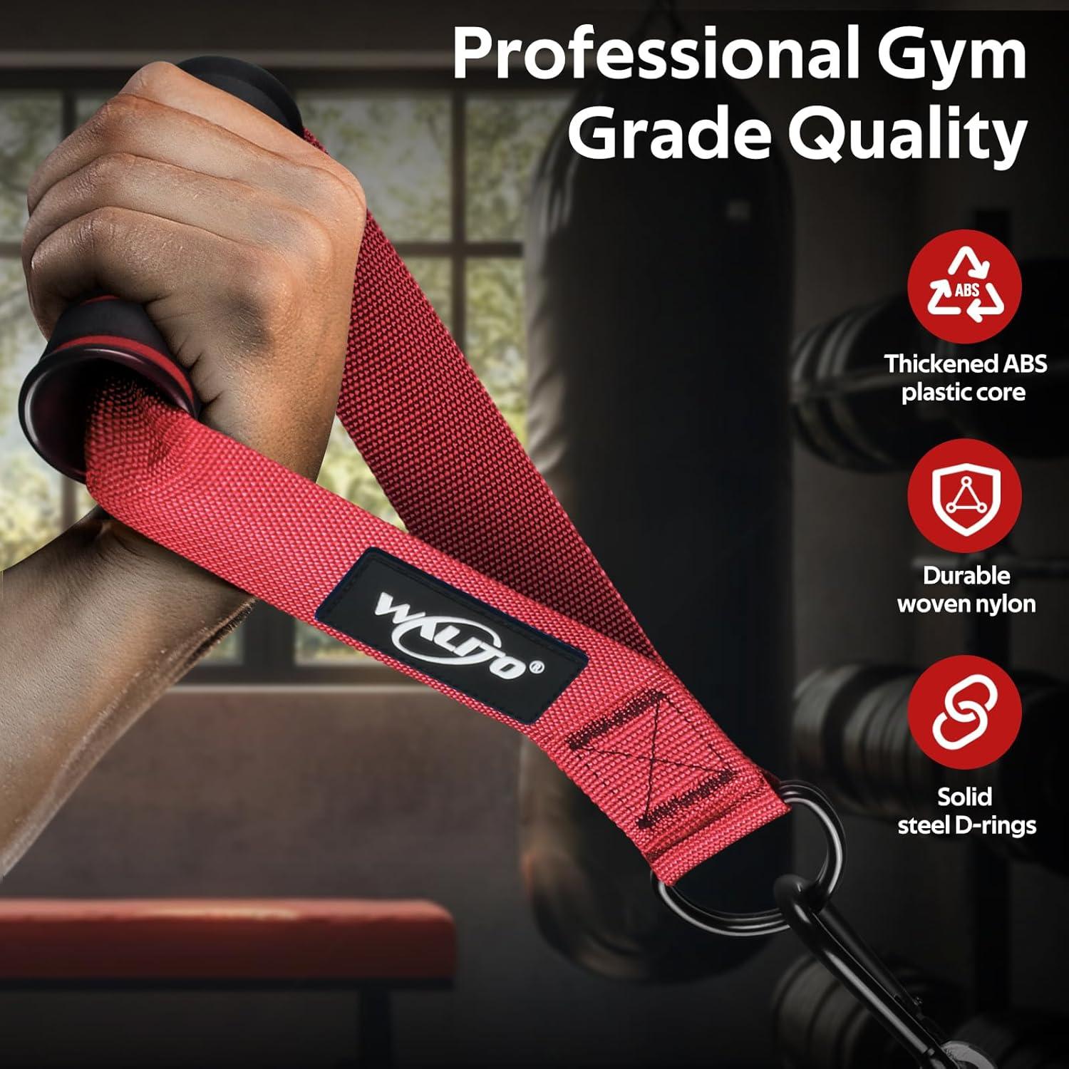 imageWALITO Exercise Handles Replacement Cable Machine Attachments for Home Gym Equipment Pulley System Pilates Resistance Bands Strength Trainer Heavy Duty Working Out HandlesRed