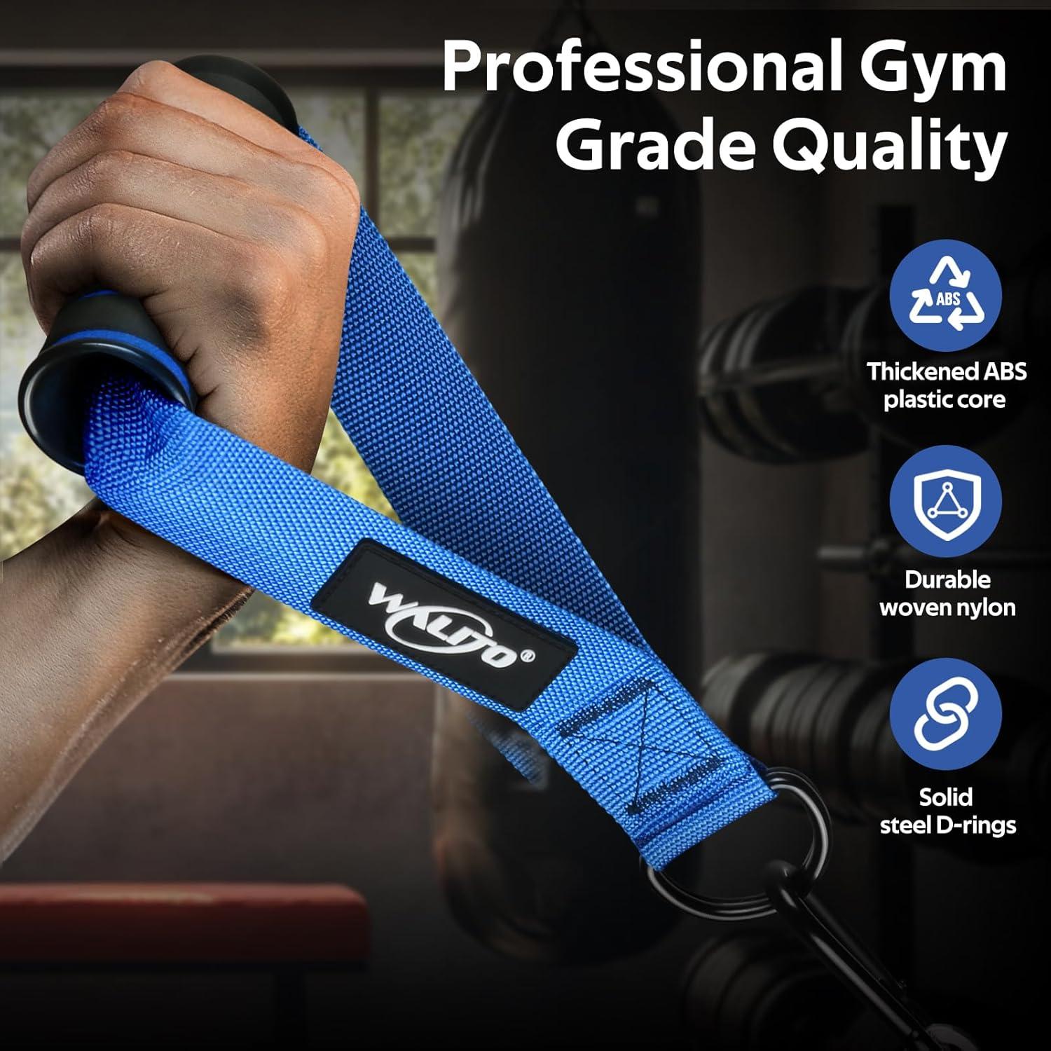 imageWALITO Exercise Handles Replacement Cable Machine Attachments for Home Gym Equipment Pulley System Pilates Resistance Bands Strength Trainer Heavy Duty Working Out HandlesBlue