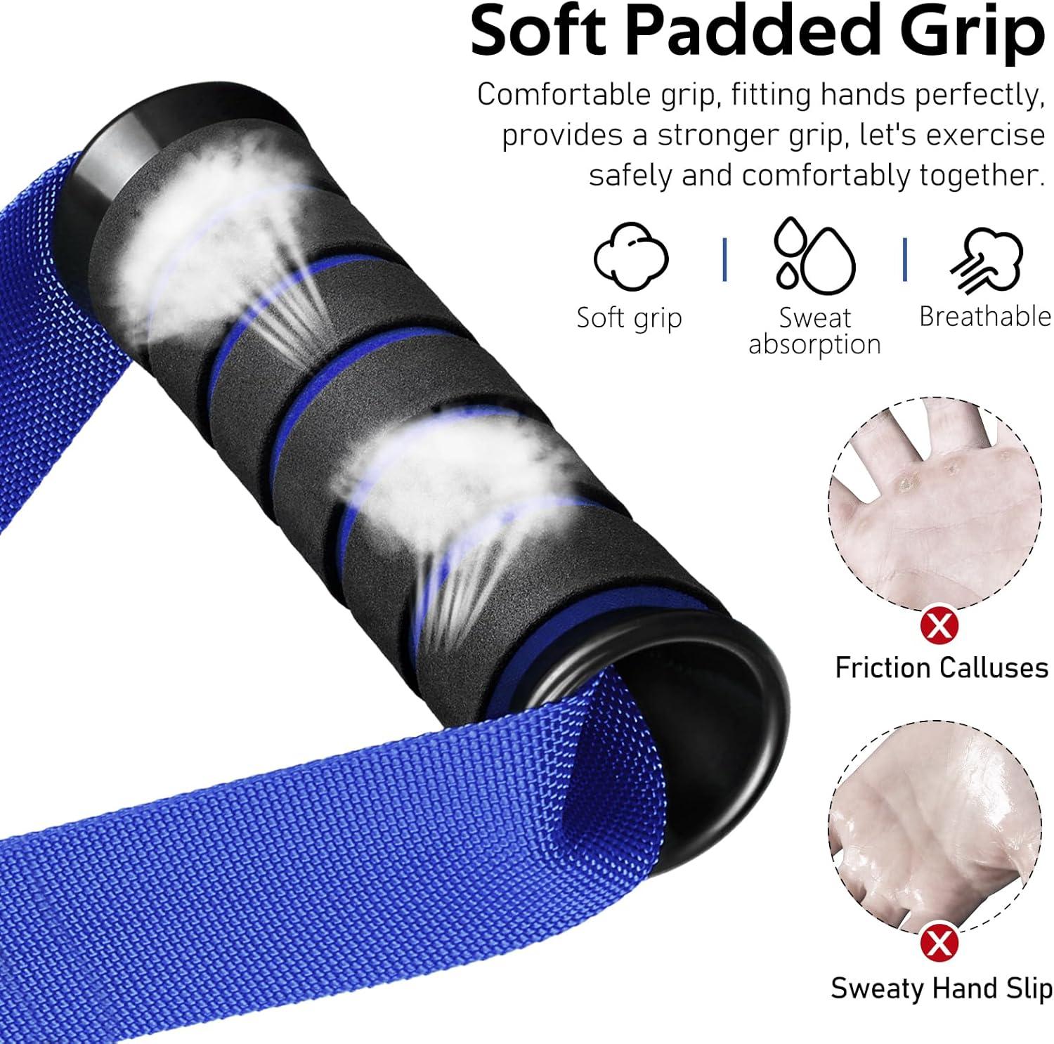 imageWALITO Exercise Handles Replacement Cable Machine Attachments for Home Gym Equipment Pulley System Pilates Resistance Bands Strength Trainer Heavy Duty Working Out HandlesBlue