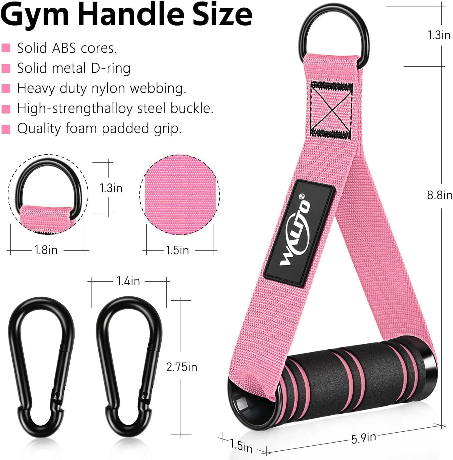imageWALITO Exercise Handles Replacement Cable Machine Attachments for Home Gym Equipment Pulley System Pilates Resistance Bands Strength Trainer Heavy Duty Working Out HandlesPink