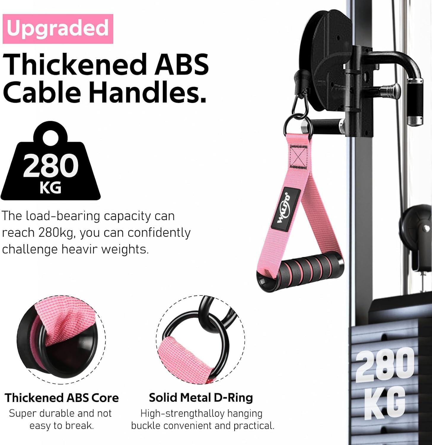 imageWALITO Exercise Handles Replacement Cable Machine Attachments for Home Gym Equipment Pulley System Pilates Resistance Bands Strength Trainer Heavy Duty Working Out HandlesPink