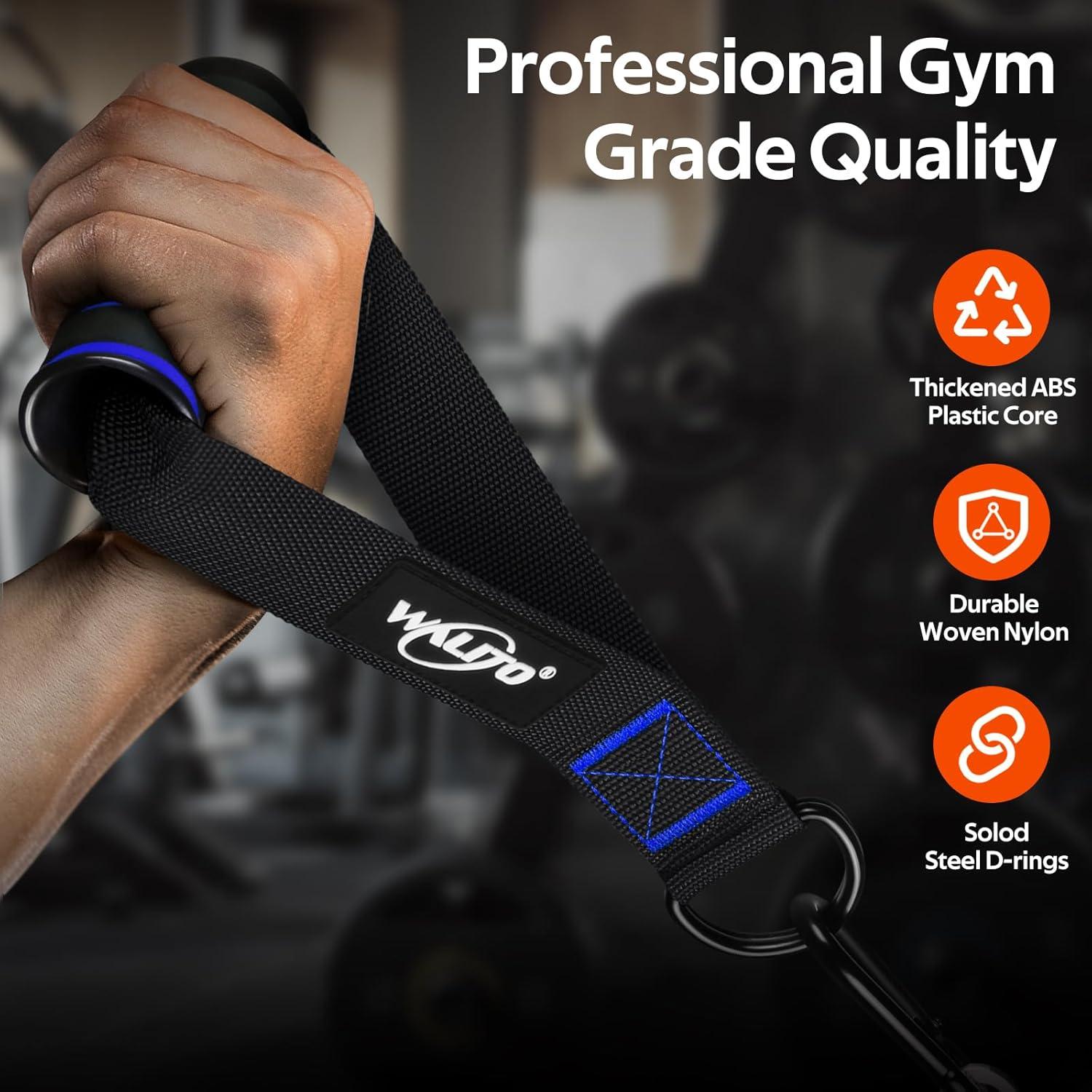 imageWALITO Exercise Handles Replacement Cable Machine Attachments for Home Gym Equipment Pulley System Pilates Resistance Bands Strength Trainer Heavy Duty Working Out HandlesBlackBlue