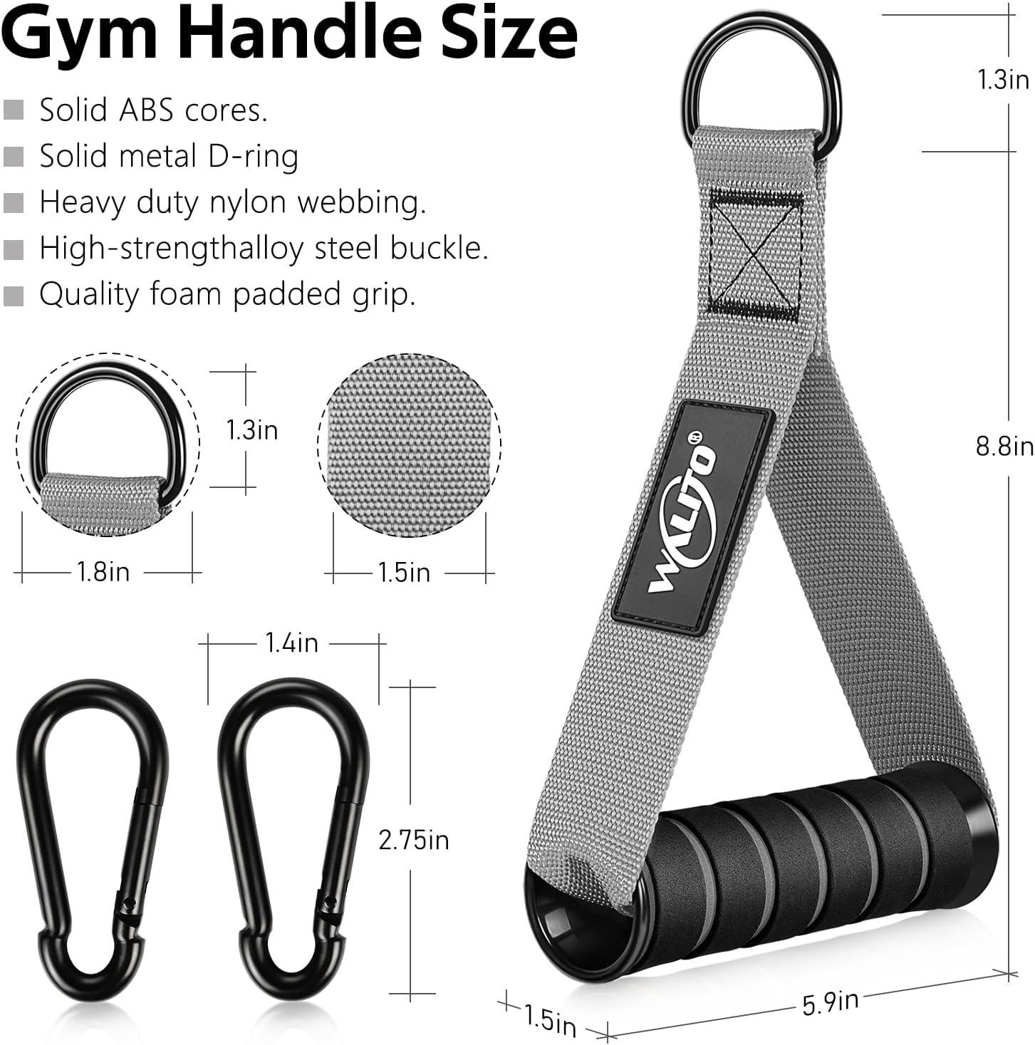 imageWALITO Exercise Handles Replacement Cable Machine Attachments for Home Gym Equipment Pulley System Pilates Resistance Bands Strength Trainer Heavy Duty Working Out HandlesGrey