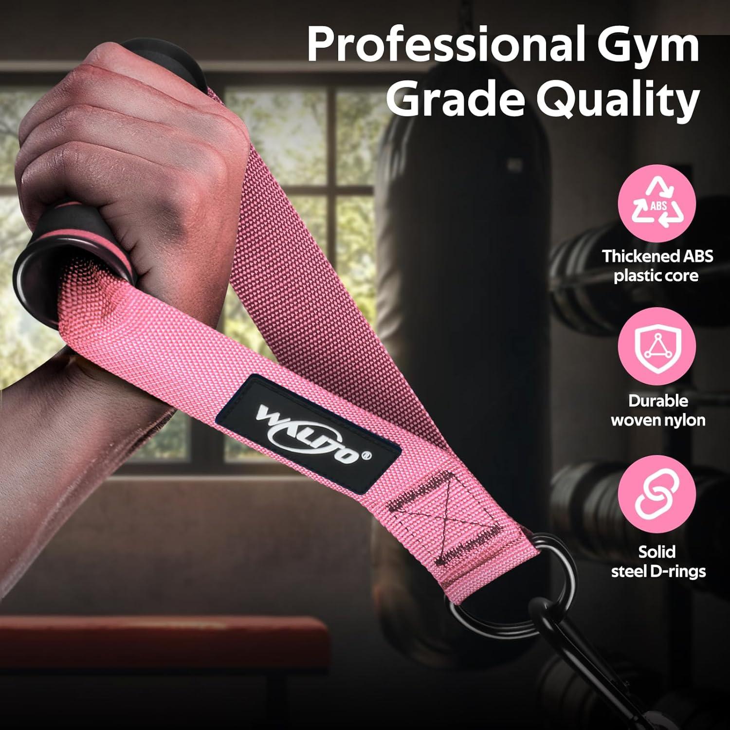 imageWALITO Exercise Handles Replacement Cable Machine Attachments for Home Gym Equipment Pulley System Pilates Resistance Bands Strength Trainer Heavy Duty Working Out HandlesPink