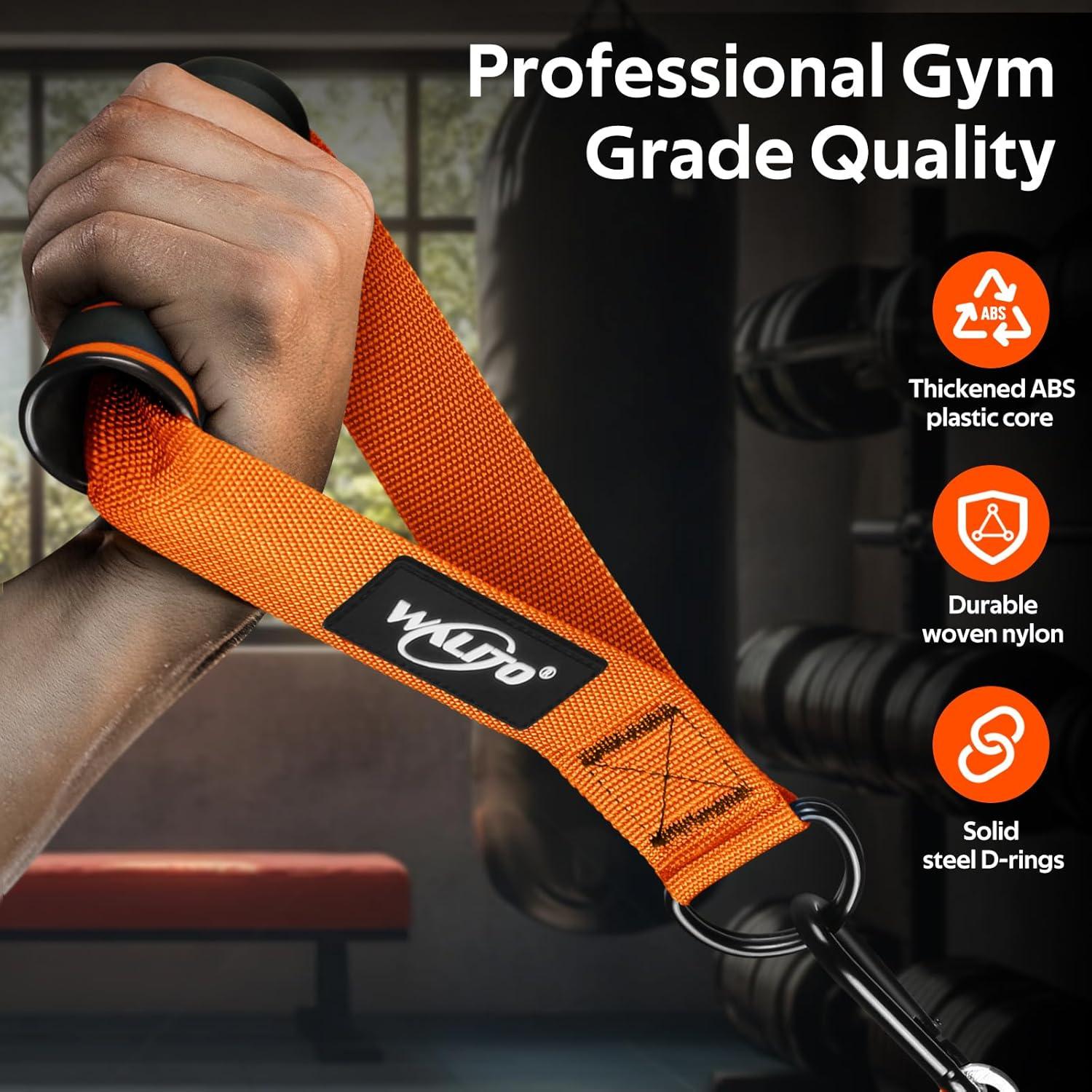 imageWALITO Exercise Handles Replacement Cable Machine Attachments for Home Gym Equipment Pulley System Pilates Resistance Bands Strength Trainer Heavy Duty Working Out HandlesOrange