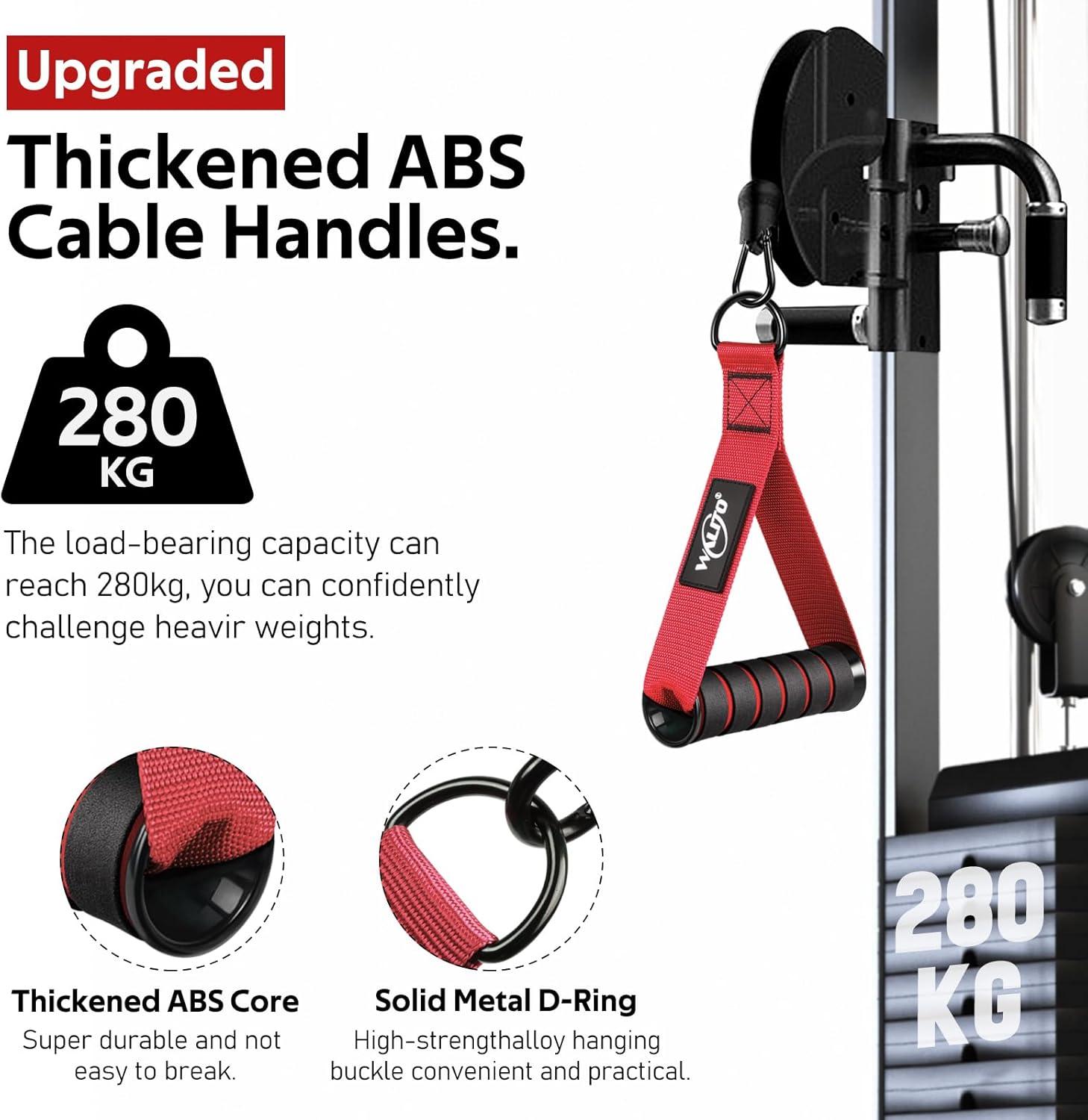 imageWALITO Exercise Handles Replacement Cable Machine Attachments for Home Gym Equipment Pulley System Pilates Resistance Bands Strength Trainer Heavy Duty Working Out HandlesRed