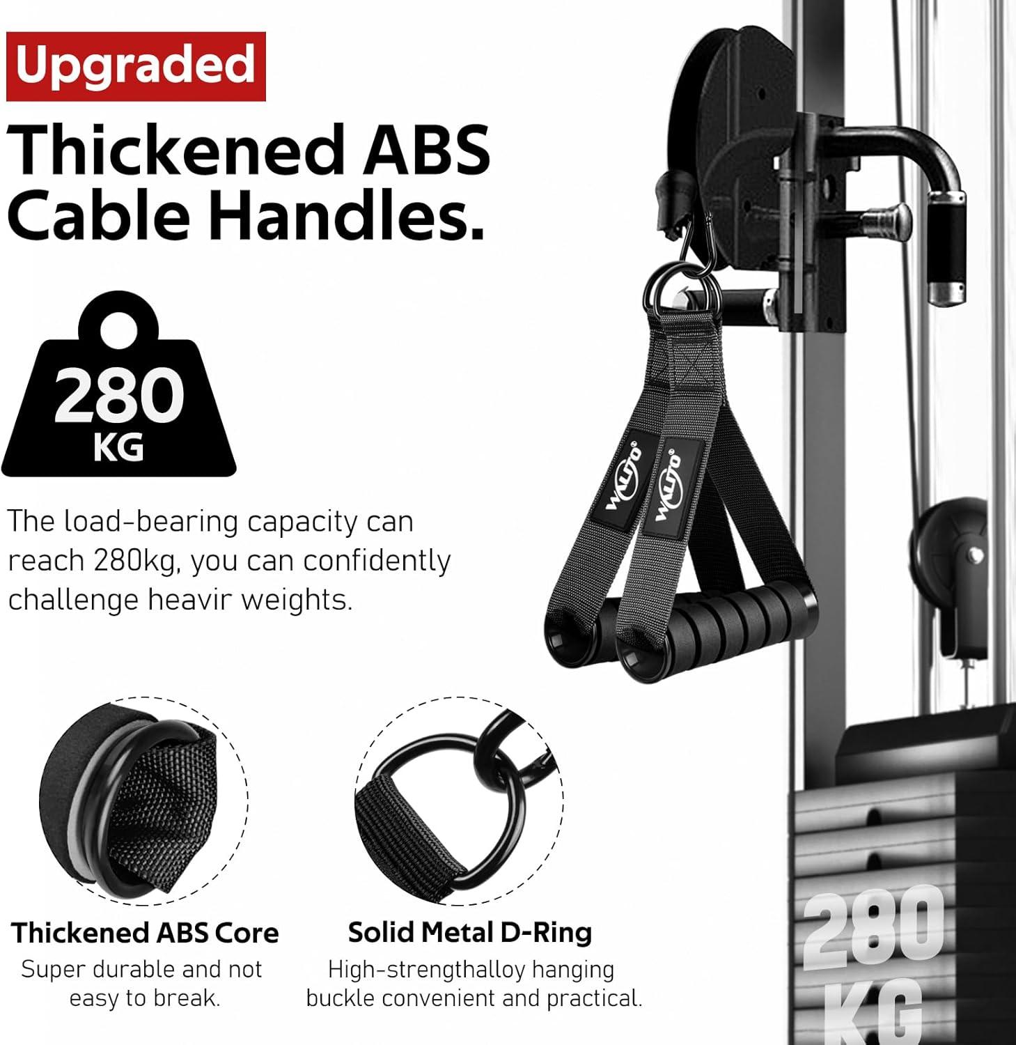 imageWALITO Exercise Handles Replacement Cable Machine Attachments for Home Gym Equipment Pulley System Pilates Resistance Bands Strength Trainer Heavy Duty Working Out HandlesBlack