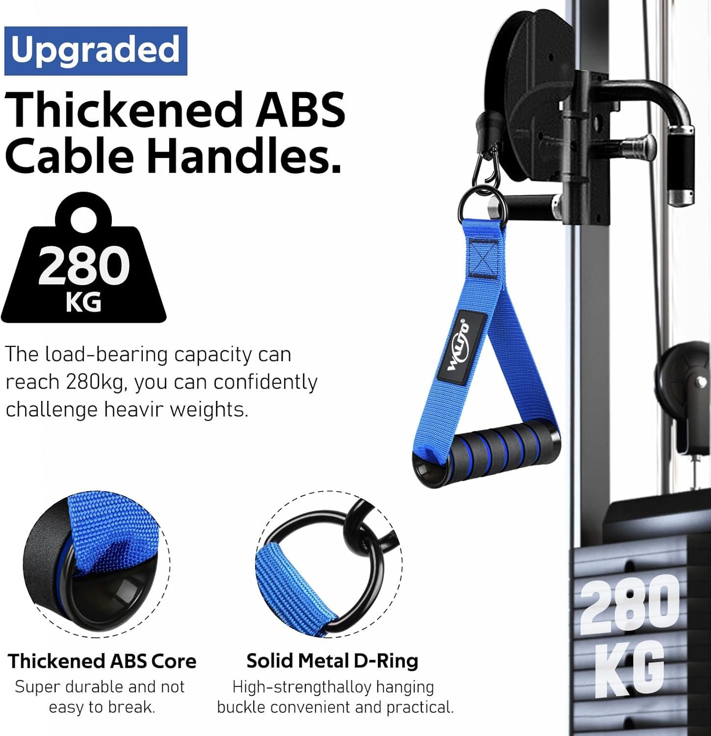 imageWALITO Exercise Handles Replacement Cable Machine Attachments for Home Gym Equipment Pulley System Pilates Resistance Bands Strength Trainer Heavy Duty Working Out HandlesBlue